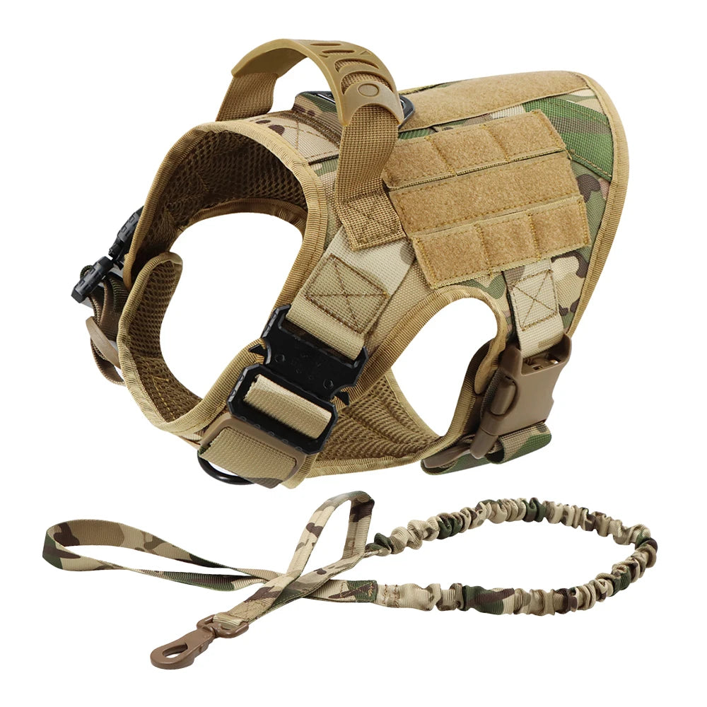 K9 Pro Elite Tactical Military Dog Harness & Molle Pouches Set