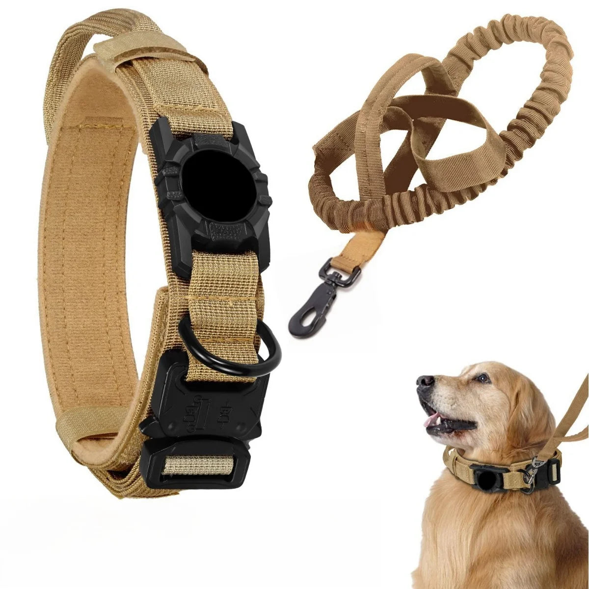 AirTag Tactical Military Dog Collar with Handle