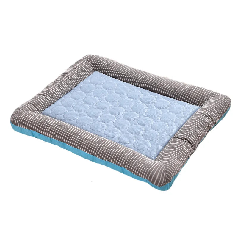VelvetBreeze™ Orthopedic Summer Cooling Bed with Striped Bolster