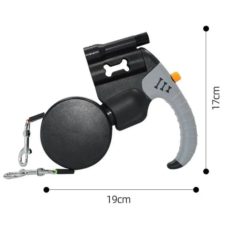 360° Tangle-Free Double Retractable Dog Leash with LED Flashlight