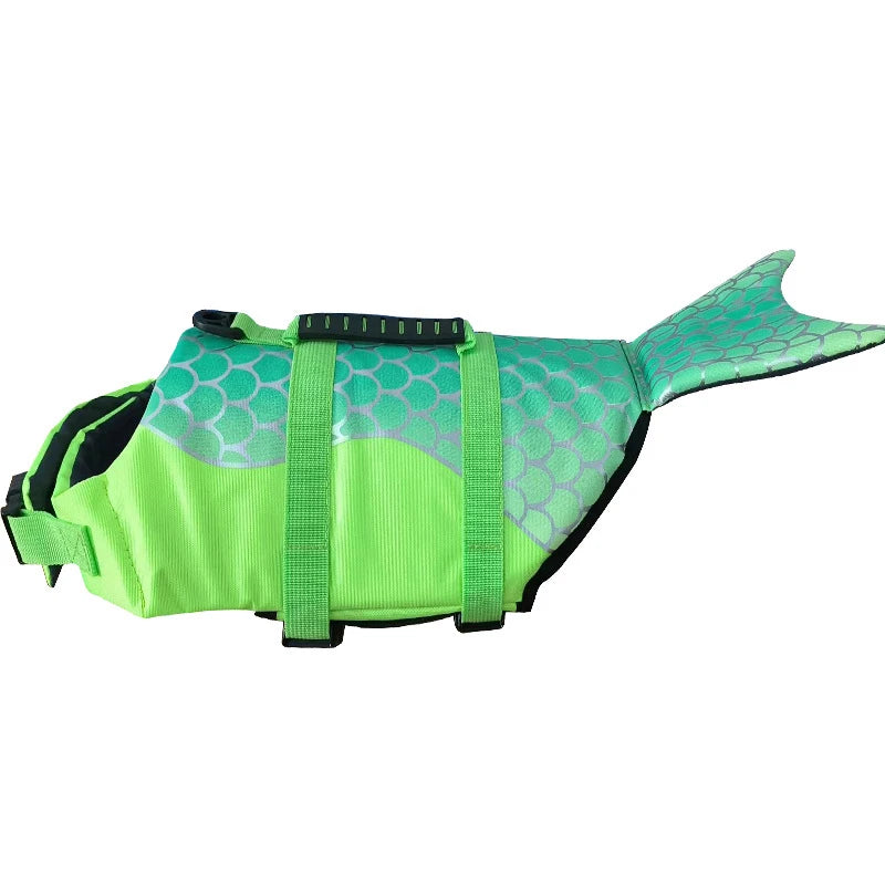 Mermaid Tail High-Buoyancy Dog Life Jacket with Rescue Handle