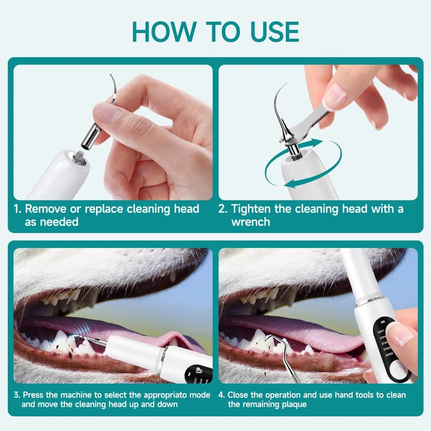 DentaGlow™ Professional Ultrasonic Pet Teeth Cleaning Kit with LED Light