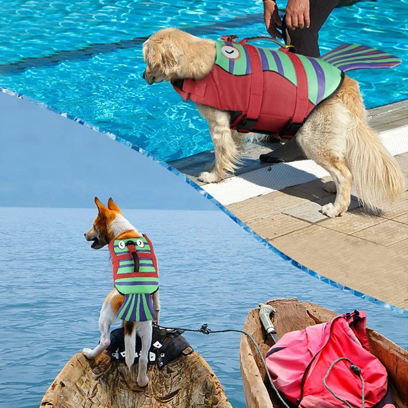 Mermaid Tail High-Buoyancy Dog Life Jacket with Rescue Handle