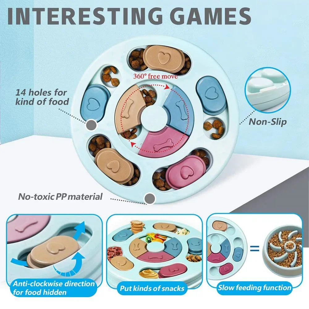 IQ-Brainiac™ Interactive Pet Puzzle Game & Slow Feeder Bowl