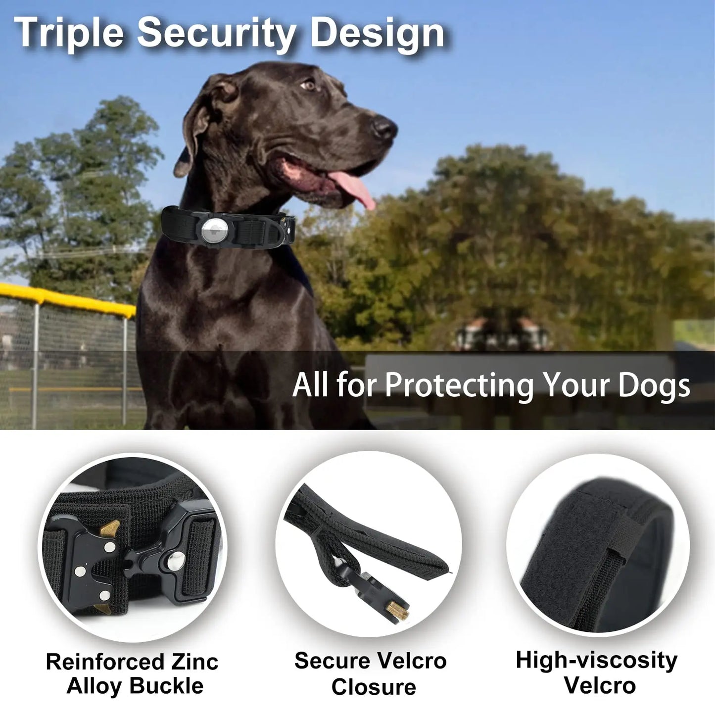AirTag Tactical Military Dog Collar with Handle