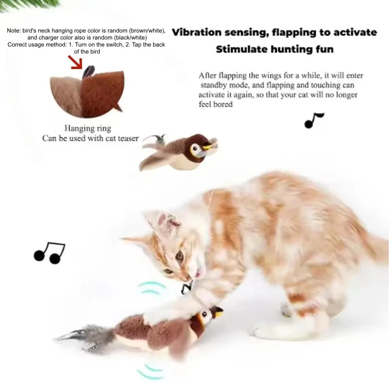 FlyFlap™ Interactive USB-Rechargeable Flapping Bird Pet Toy