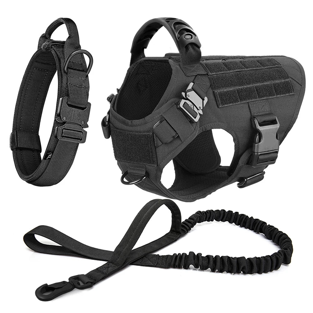 K9 Pro Elite Tactical Military Dog Harness & Molle Pouches Set