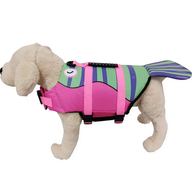 Mermaid Tail High-Buoyancy Dog Life Jacket with Rescue Handle