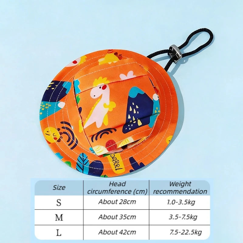 SunnyPaws™ Cute Printed Sun Protection Dog Hat with Ear Holes
