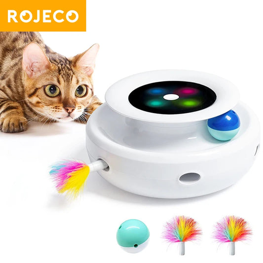 ROJECO™ 2-in-1 Smart Interactive Pet Toy & 5-Mode Automated Teaser