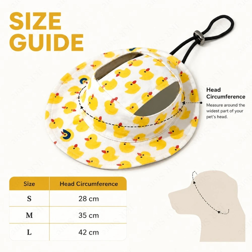 SunnyPaws™ Cute Printed Sun Protection Dog Hat with Ear Holes