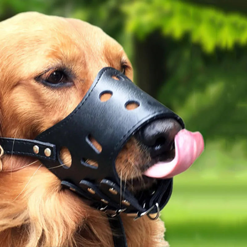 Soft Leather Basket Dog Muzzle for Medium & Large Breeds