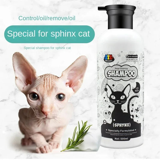 SphinxCare™ 2-in-1 Wash-Free Oil-Control Shampoo for Hairless Cats (500ml)