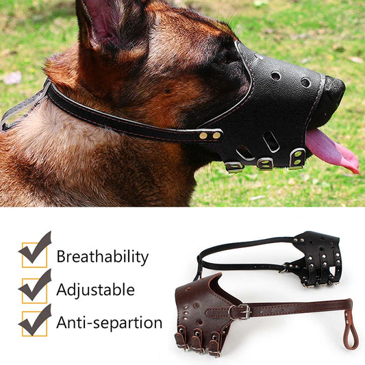 Soft Leather Basket Dog Muzzle for Medium & Large Breeds