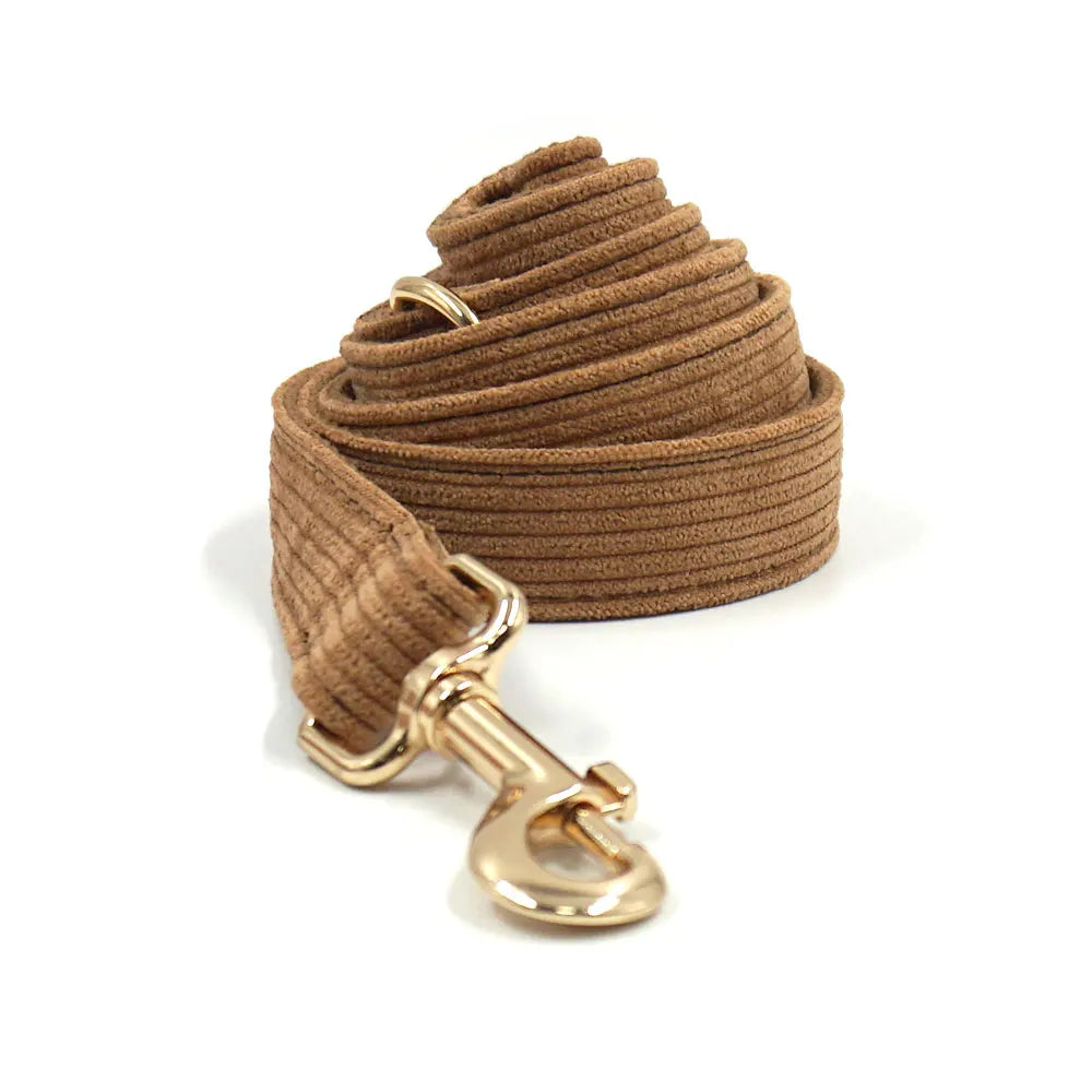 GLORIOUS KEK Luxury Corduroy Dog Harness, Collar & Leash Set