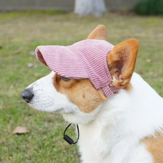 AeroBark™ Breathable Corduroy Dog Baseball Cap with Ear Holes