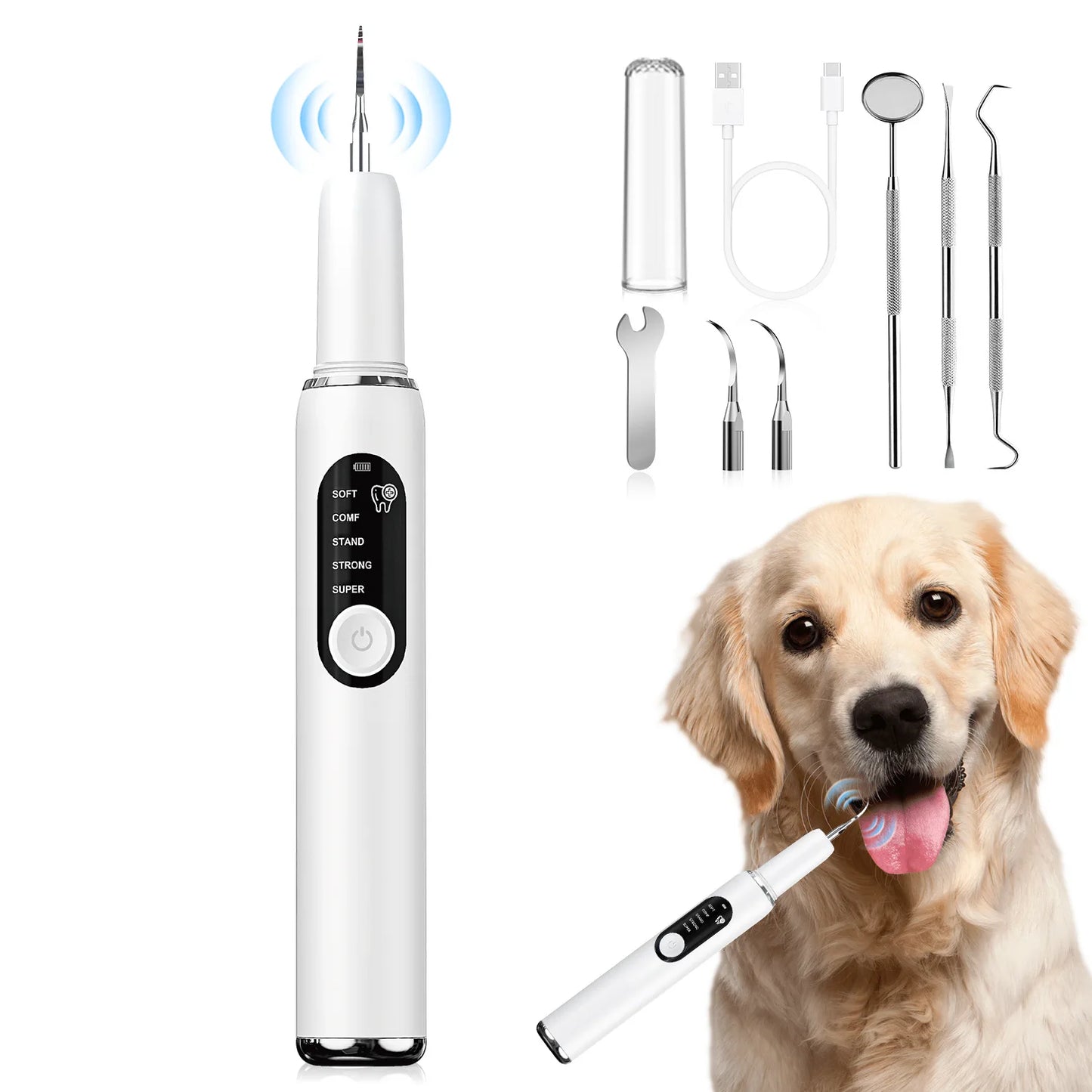 DentaGlow™ Professional Ultrasonic Pet Teeth Cleaning Kit with LED Light