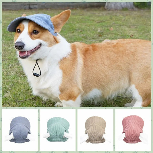 AeroBark™ Breathable Corduroy Dog Baseball Cap with Ear Holes