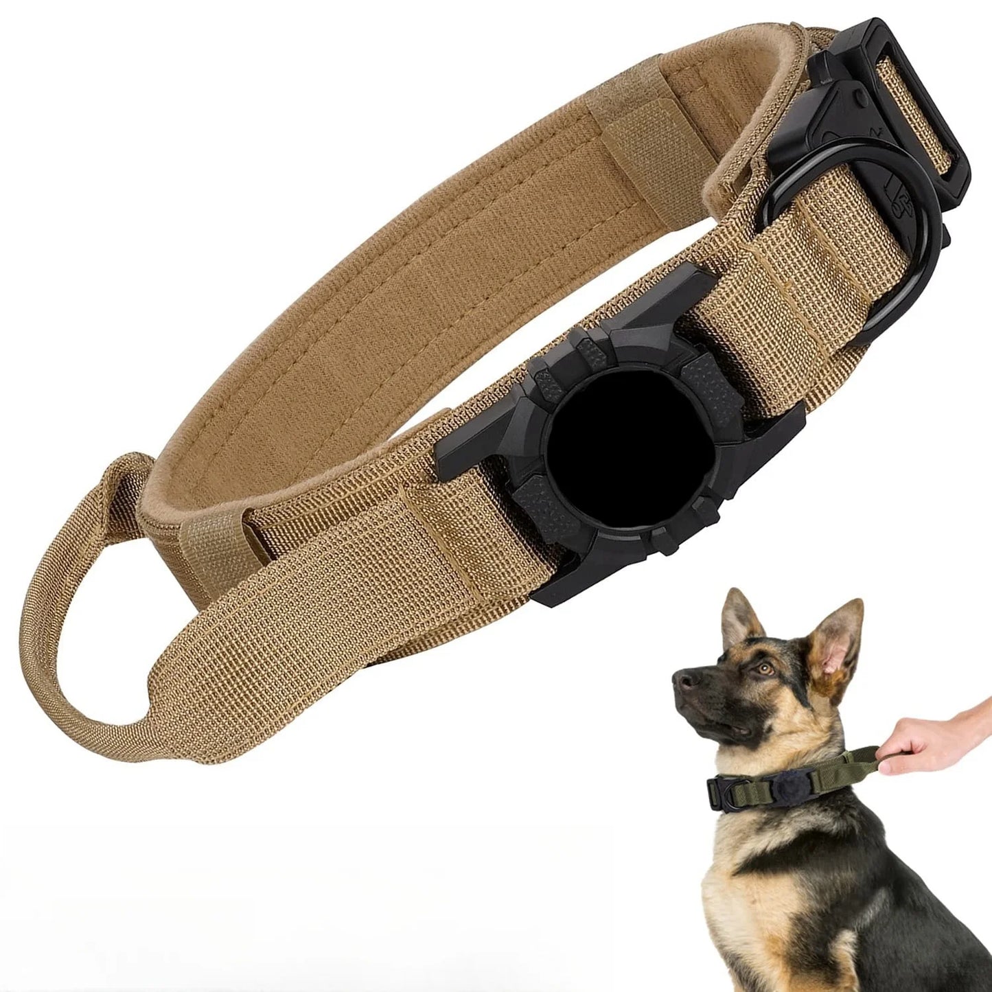 AirTag Tactical Military Dog Collar with Handle