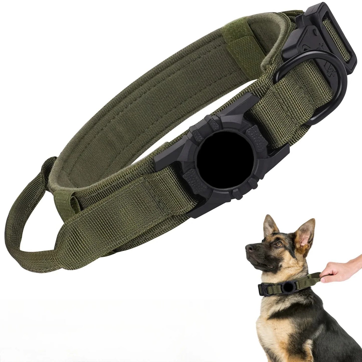 AirTag Tactical Military Dog Collar with Handle