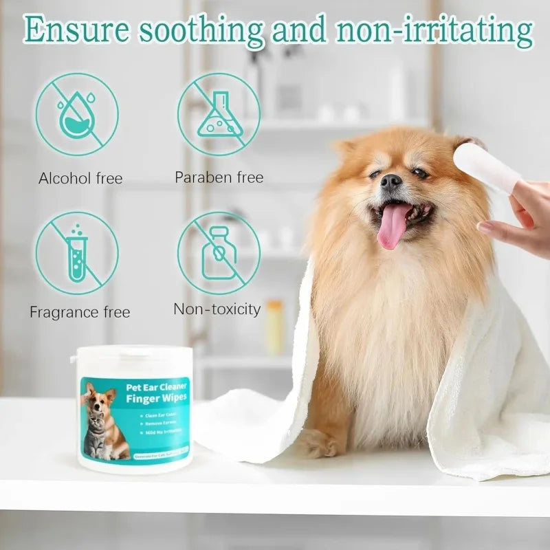 OtoFresh™ Disposable Pre-Moistened Pet Ear Cleaning Finger Wipes