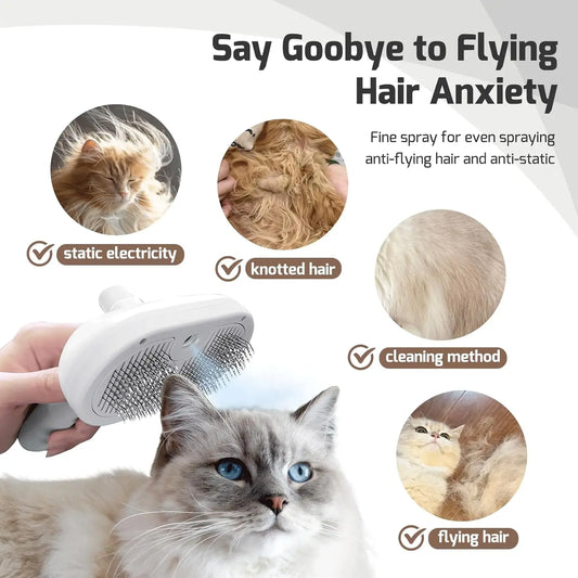 MistGroom™ Viral Pet Spray Brush with Mist Tank & One-Click Release