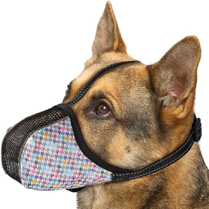 JANPET Printed Soft Mesh Anti-Biting Dog Muzzle