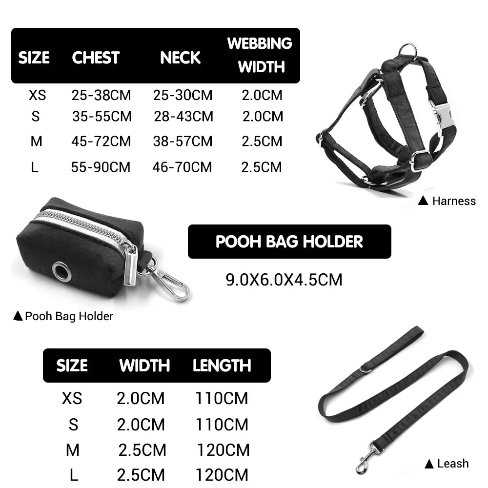 GLORIOUS KEK Luxury Corduroy Dog Harness, Collar & Leash Set