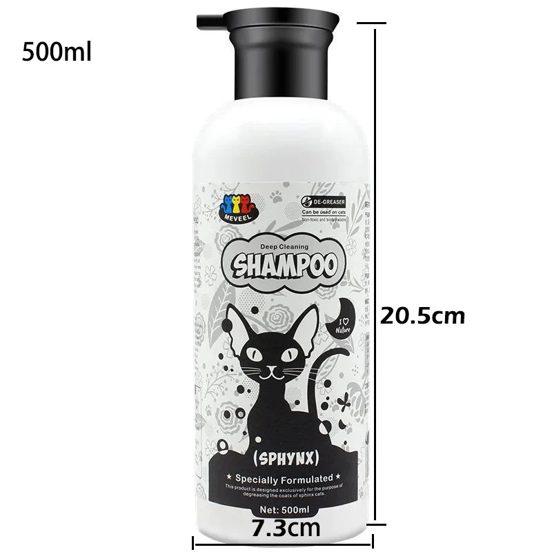 SphinxCare™ 2-in-1 Wash-Free Oil-Control Shampoo for Hairless Cats (500ml)