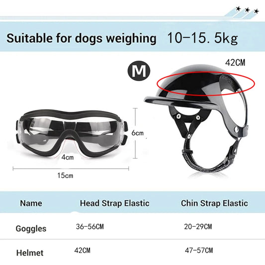 BikerPup™ Tactical Dog Helmet & UV Goggles Matching Safety Set