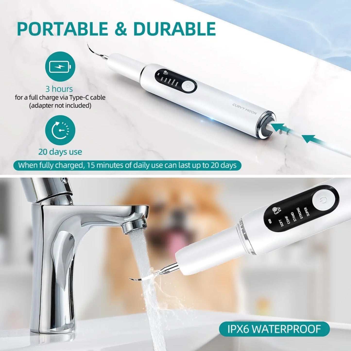 DentaGlow™ Professional Ultrasonic Pet Teeth Cleaning Kit with LED Light