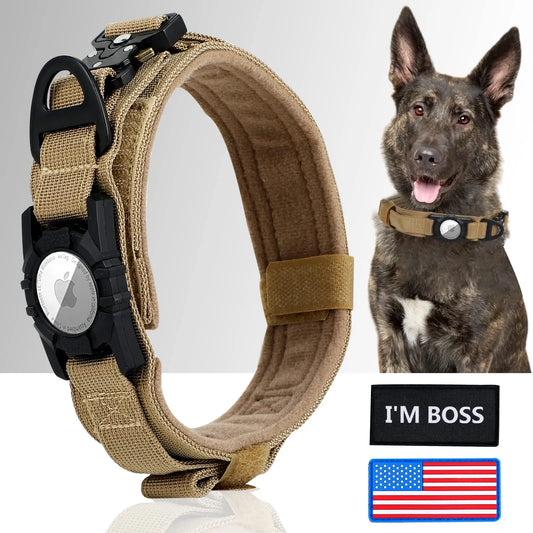 AirTag Tactical Military Dog Collar with Handle