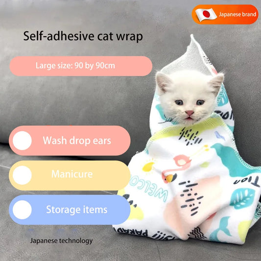 PurrCalm™ Self-Adherent Anti-Scratch Cat Grooming Restraint Wrap