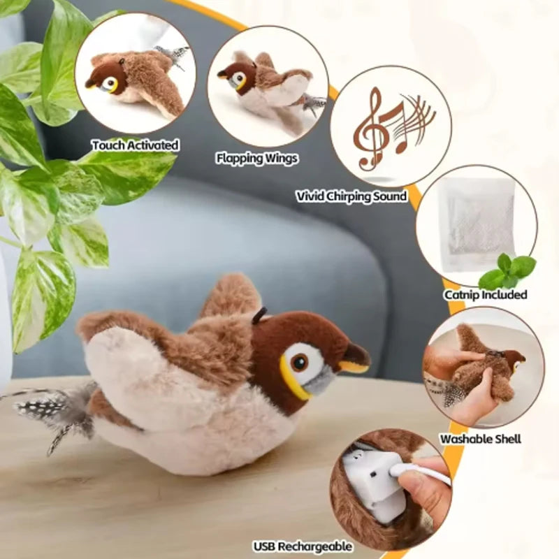 FlyFlap™ Interactive USB-Rechargeable Flapping Bird Pet Toy