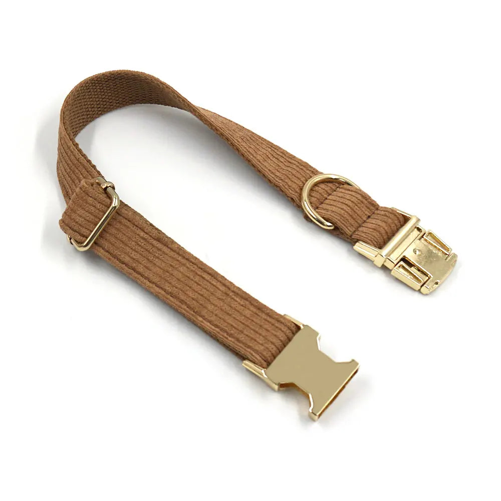 GLORIOUS KEK Luxury Corduroy Dog Harness, Collar & Leash Set