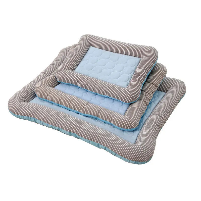 VelvetBreeze™ Orthopedic Summer Cooling Bed with Striped Bolster