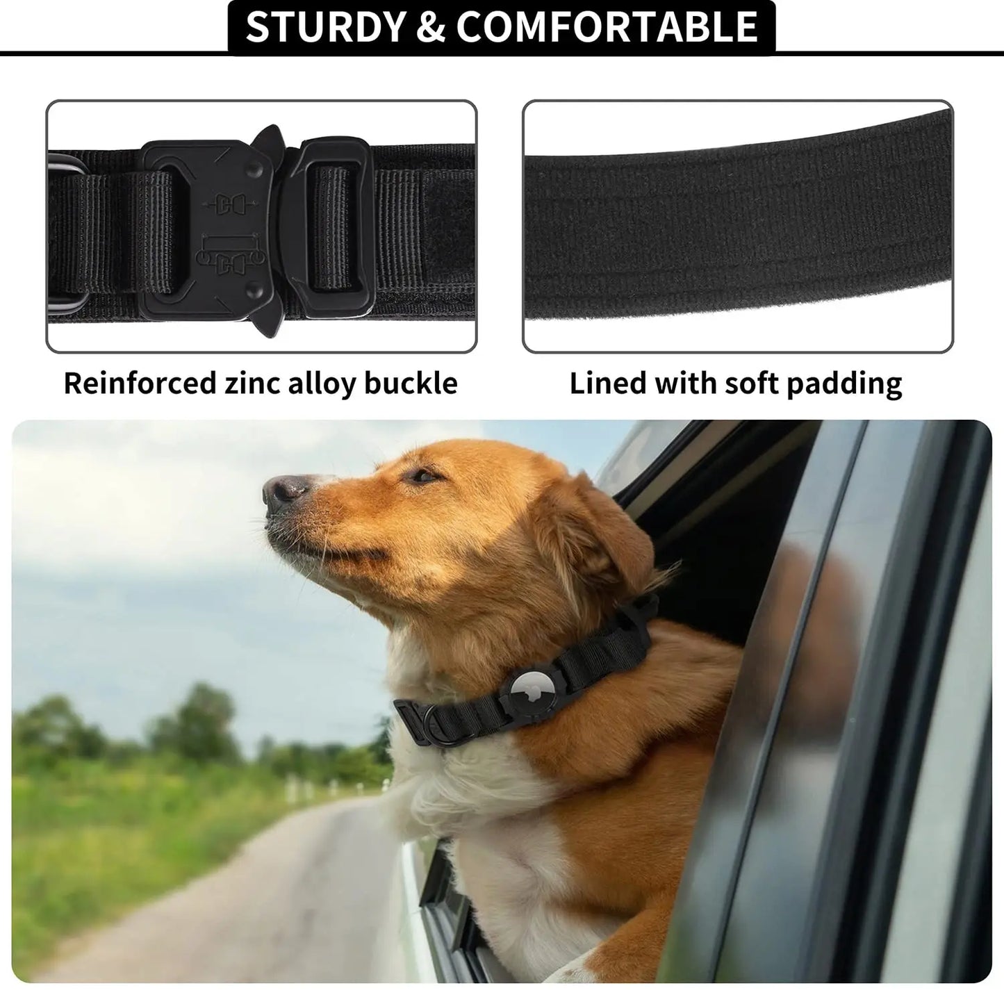 AirTag Tactical Military Dog Collar with Handle