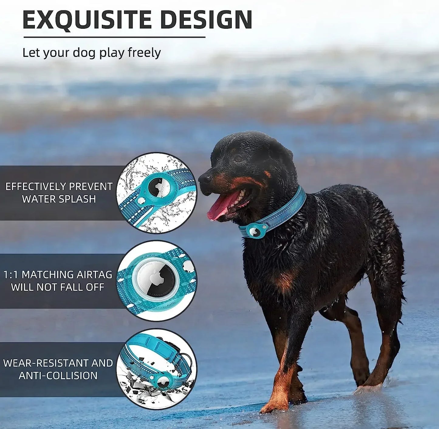 Premium Apple AirTag Waterproof Reflective Dog Collar